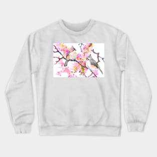 Titmice and Cherry Blossom Crewneck Sweatshirt